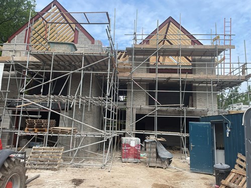 Building site with scaffolding